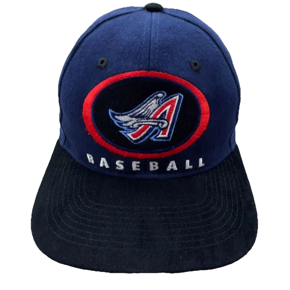 Vintage Anaheim Angeles Hat Cap Snapback Blue Black Spell Out‎ 90s Y2K Adult